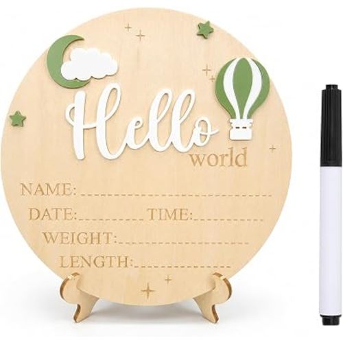Hello World Baby Announcement Sign Hospital Newborn Balloon Plaque Marker