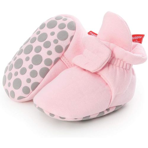 HsdsBebe Unisex Newborn Baby Cotton Booties Non-Slip Sole for Toddler Boys Girls Infant Winter Warm Fleece Cozy Socks Shoes