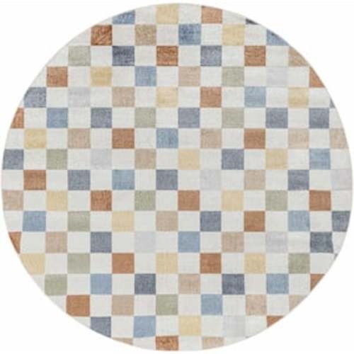 Alia 7 ft. Round Off White/Blue/Tan Area Rug