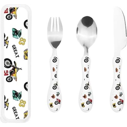 Vintage Motorcycle Racing Dirt Bike Compact And Portable Gourd Handle Knife Fork Spoon Three Piece Set