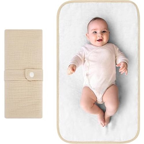 Accmor Portable Diaper Changing Pad, Muslin Cotton Foldable Baby Changing Mat for Travel, Baby Essentials Shower Registry Gifts