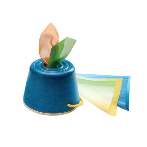 PlanToys® Baby Tissue Box | Montessori Sensory & Fine Motor Toy for Kids 3+ | Travel-Friendly Wooden Bucket with Handle, Lid & 4 Cloth Tissues | Safe, Educational Gift