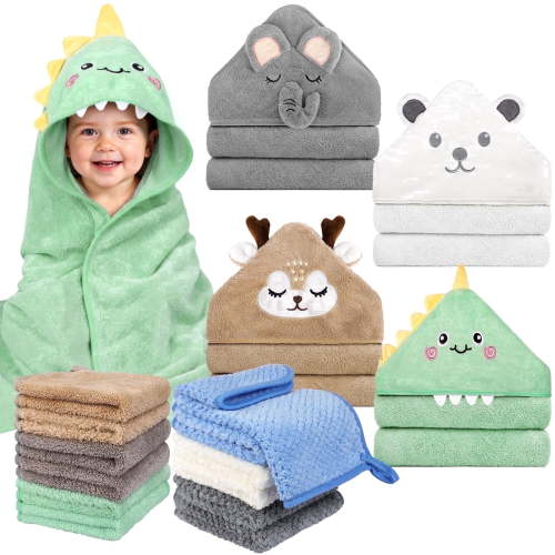 Homtell, Baby Towels, 16 pcs, 31.5" x 31.5" Hooded and Washcloth Set