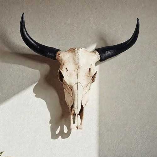 Resin Bull Skull Wall Mount | Rustic Farmhouse Western Decor