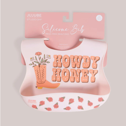 JuJuBe x Studio Oh! Food-Grade Silicone Bib - Bloomin' Boot