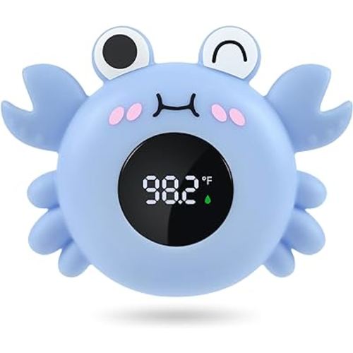 Baby Bath Thermometer Tub Water Temperature Thermometer for Bathtub Crab Newborn Baby Safety Floating Tub Toy Gift for Toddlers, Girls, Boys, Infants 1 2 3 4 Years Old