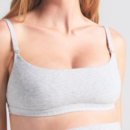 COTTON JERSEY MATERNITY NURSING SCOOP BRALETTE | LIGHT HEATHER GREY | SKIMS