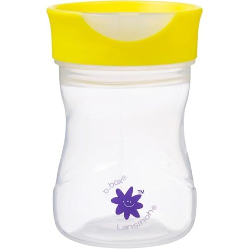 b.box + Lansinoh Toddler Training Cup (Ages 12+ Months) | Free-Flow Transition Cup for Toddlers Learning to Drink | BPA-Free, Dishwasher Safe | 8 oz | Lemon