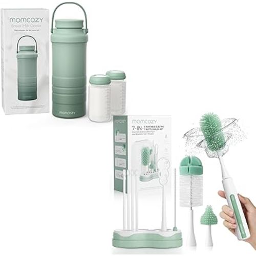 Momcozy 22oz Portable Breast Milk Cooler for Outdoor & Momcozy 7 in 1 Electric Bottle Brush Kit