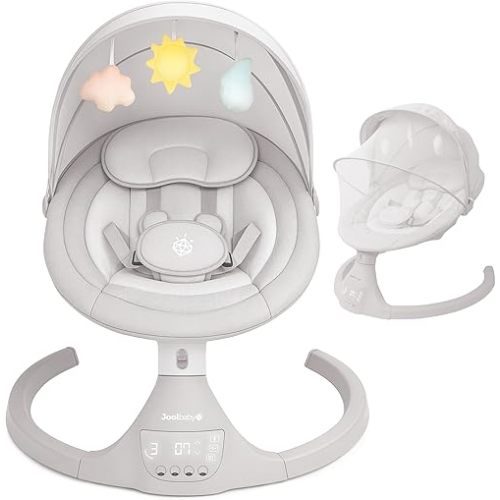 Jool Baby Nova Swing for Newborns - Electric Motorized Infant Swing, Bluetooth Music, 10 Preset Melodies, Remote (Updated Model, Stone)