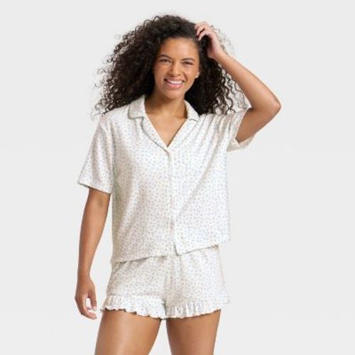 Women's Pointelle Notch Collar Shirt and Shorts Pajama Set - Wild Fable™