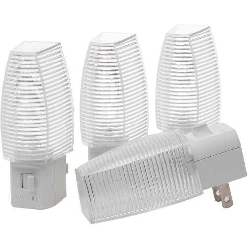 DEWENWILS 4-Pack Plug in LED Night Light, Manual On Off Nightlights for Hallway, Stairs, Garage, Bedroom, Kitchen, Bedroom, Nursery, Warm White