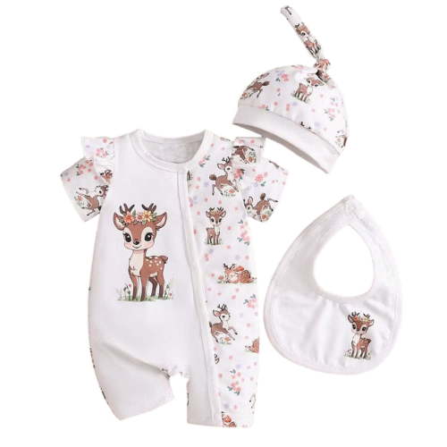 Utlike Girls Jumpsuit 4Th Of July Short Sleeve Cartoon Romper For Versatile Playsuits Size 1 Months-3 Months