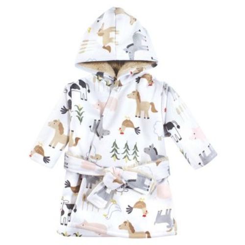 Hudson Baby Boys Mink with Faux Fur Lining Pool and Beach Robe Cover-ups, Cute Farm, 6-12 Months