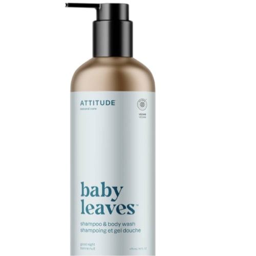 ATTITUDE Baby 2-in-1 Shampoo and Body Wash, EWG Verified, Dermatologically Tested, Vegan, Good Night, Aluminum Bottle, 473 mL