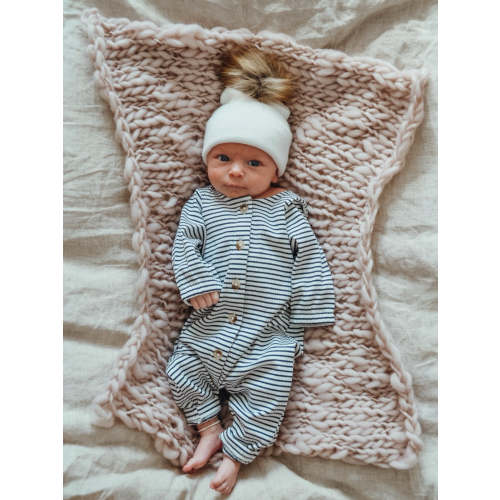 Black Stripe / Organic Ribbed Long Sleeve Bay Jumpsuit