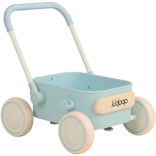 Kidpop PULA 2-in-1 Push and Pull-Along Wagon, Baby Push Walker for First Learner from 7 Month to 4 Year, One Year Birthday Gifts, Sturdy and Safe, Indoors and Outdoors (Blue)