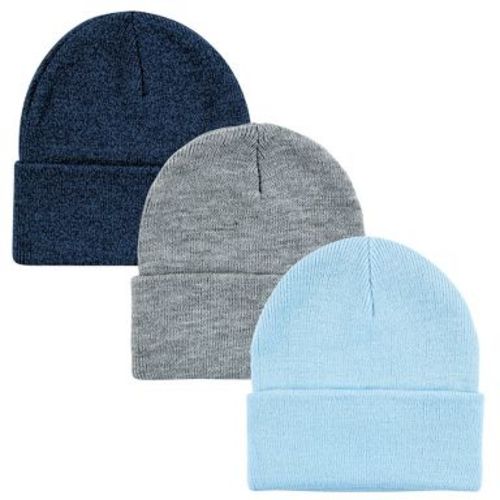 Hudson Baby Family Knit Cuffed Beanie 3pk, Light Blue, Infant Toddler