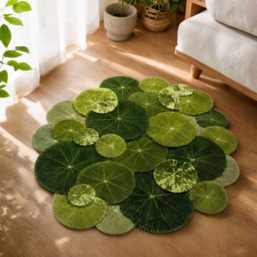 23.6x23.6in Irregular Leaf Shape Faux Sheepskin Soft Area Rug with Non-Slip Grip Backing, Cozy Bedside Carpet for Bedroom Living Room Nursery Floor Home Decor