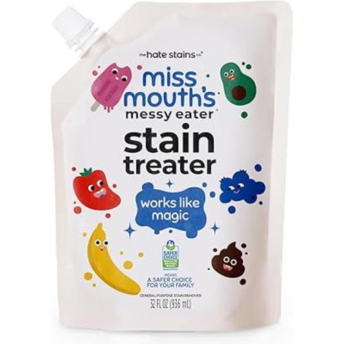 Miss Mouth's Messy Eater Stain Treater - 32oz Refill - Newborn & Baby Essentials - No Dry Cleaning Food, Grease, Coffee Off Laundry, Underwear, Fabric