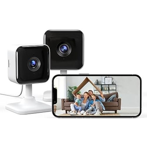 GNCC 2K Indoor Security Camera, 2 Packs Cameras for Home Security Wi-Fi Cameras, Motion/Sound Detection, Night Vision, 2-Way Audio, Real-Time Alert, Cloud & SD Card Storage, 2.4G WiFi Only