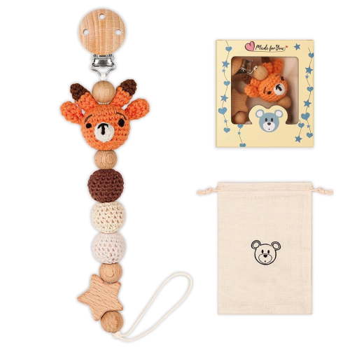 LSTRAGY Pacifier Clip Buddy for Boys and Girls, Cute Animal Baby Teethers, Newborn Pacifier Clip, Lovey Holder