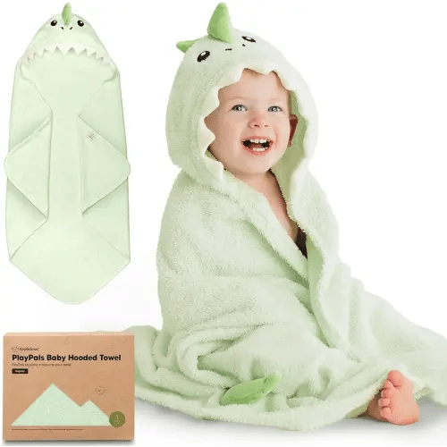 KeaBabies Organic Baby Towel with Hood for Girls, Boys - Soft, Absorbent, 100% Cotton Hooded Baby Towels for Newborns, Infants, Large Hooded Bath Towels for Babies, Kids, Toddler 1-3 (Draco)