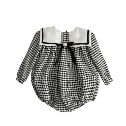 Jackie Sailor Black/White Houndstooth Romper (24 Months)
