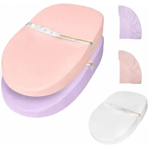 Baby Changing Pad, Muslin Diaper Changing Pad with Waterproof Lining, Changing Table Pads for Dresser with 2 Pack Muslin Covers(Pink + Purple)