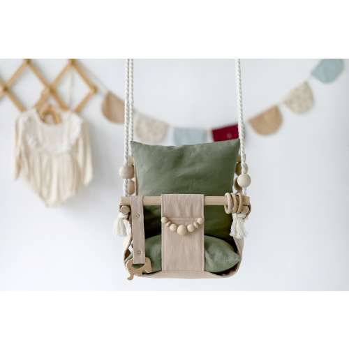 Outdoor Garden Baby Swing, Montessori Swing, Garden Swing, Gift For Baby, Wood Swing, Swing with pillow,  Indoor Baby Swing Montessori Swing