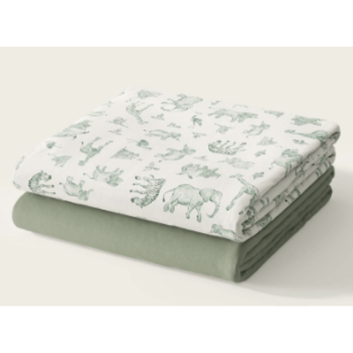 Watercolor Safari Crib Sheet Set - Mini