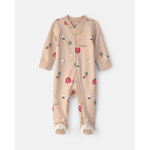 Baby Farm 100% Cotton 2-Way Zip Sleep & Play Pajamas - Beige | Carter's