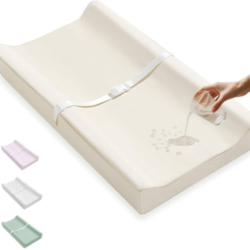 Vegan Leather Baby Changing Pad Covers for Girl, Boy, Waterproof & Wipeable Soft Diaper Changing Mat Cover.Fits Standard Changing Pads with Dimensions of 32" x 16". (Beige)