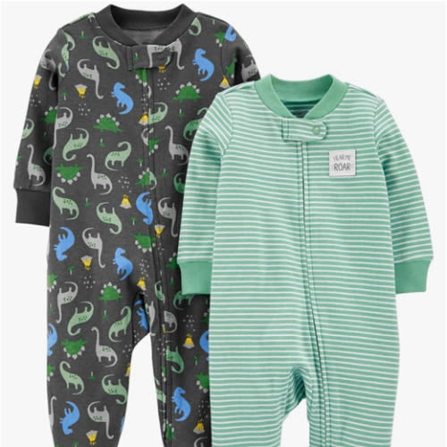 Simple Joys by Carter's baby-boys 2-way Zip Thermal Footed Sleep and Play, Pack of 2