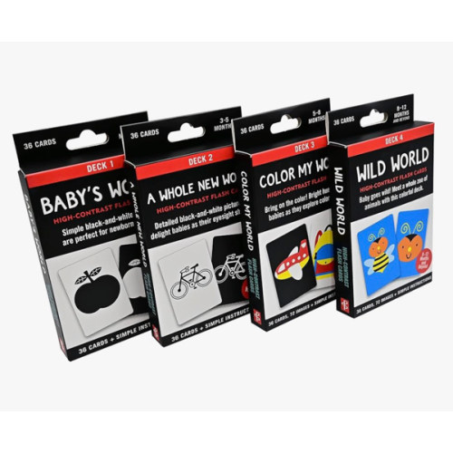 What Does Baby See? (Set of 4 High Contrast Flash Card Decks. 144 Cards.)