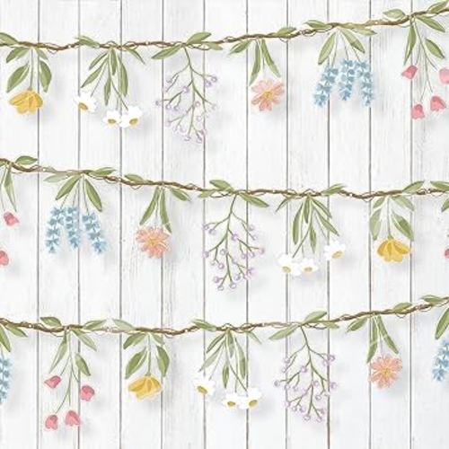 Cheerland Flower Banner Wildflower Garland Floral for Enchanted Garden Theme Wedding Wild One Birthday Baby Bloom Fairy Tale Tea Market Spring Easter Supplies Woodland Cottagecore Party Decorations