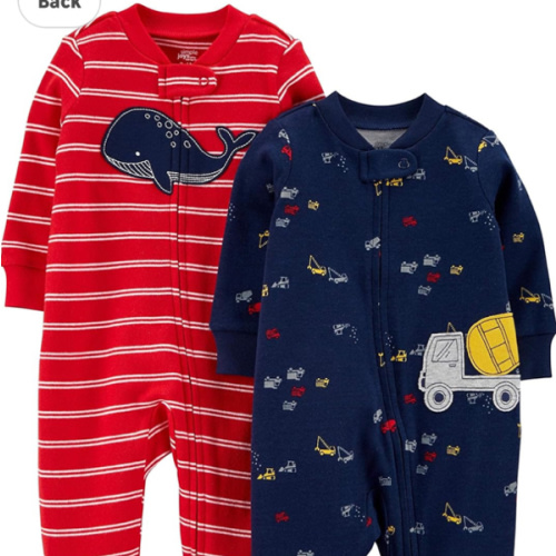 Simple Joys by Carter's baby-boys 2-way Zip Thermal Footed Sleep and Play, Pack of 2