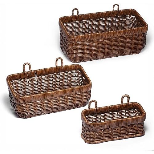 Hanging Baskets, Handmade Wicker Style Wall Basket w/Hooks