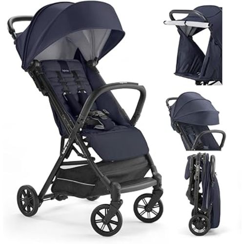 Inglesina Quid 2 Stroller - Midnight Blue - Ultra Compact Lightweight Travel Stroller, Babies and Toddlers, Airplane Overhead, Foldable, Reclining Seat, Collapsible Canopy, 3 Months - 50 lbs, BPA Free