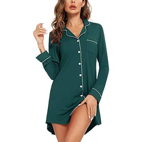Senert Nightgowns for Women Short/Long Sleeve Sleep Shirt Button Down Night Gowns Maternity Pajamas Nursing Dress Sleepwear