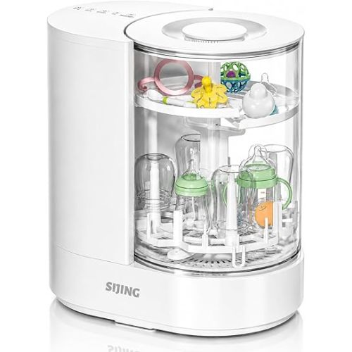 SIJING Baby Bottle Washer & Sterilizer Dryer, All-in-One Bottle Washer Machine for Baby Bottles, Pump Parts & Baby Essentials, Glass Chamber Design with Automatic Deep Cleaning