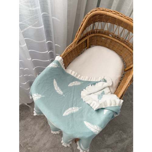 Little Feathers Reversible Blanket - Sea Mist & Milk