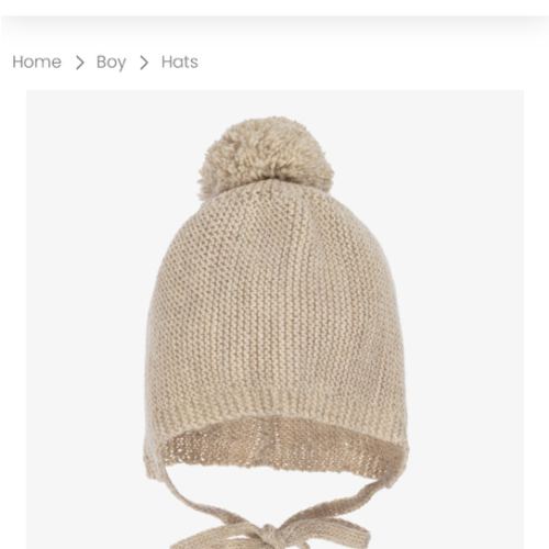 Mebi - Beige Knitted Wool & Alpaca Pom-Pom Hat | Childrensalon