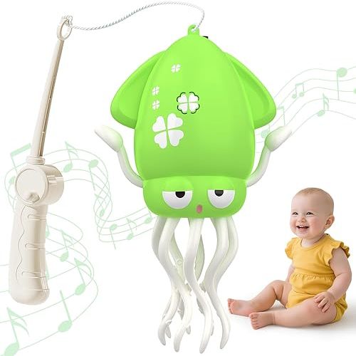 Dancing Squid Tummy Time Toys - Electric Crawling Octopus Toys for 36 Months, Musical Toy for 3 4 5 6 7 8 Year Olds Boy Girl,Age 12 Birthday Gifts