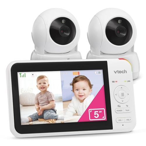 VTech VM924 No WiFi Remote Pan-Tilt-Zoom Video Baby Monitor - 5" LCD Screen, Up to 17Hrs Video/31Hrs Audio Battery, 1000ft Range, Night Vision, Soothing Sounds, Temperature Sensor
