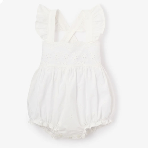 Eyelet Lace Ruffle Sunsuit WHITE