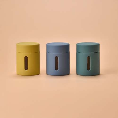 Silicone Glass Food Jar (Sunshine/Natural/Teal)