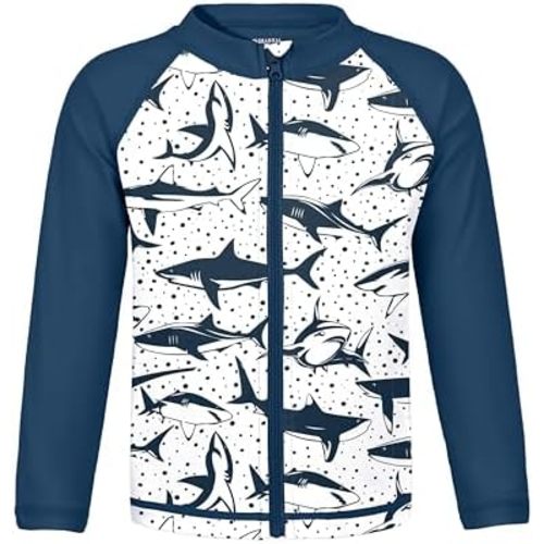 Boys Toddler Rash Guard Long Sleeve UPF 50+ Sun Protection Lightweight Swim Shirt for Baby Kids