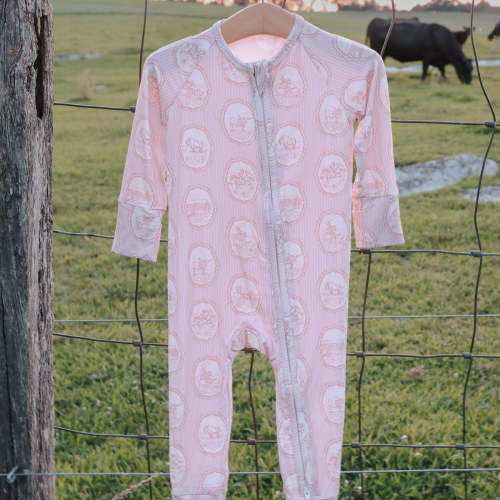 Pink Western Bamboo Baby Sleeper | Cowgirl Heirloom Pajamas – Littles SK Boutique