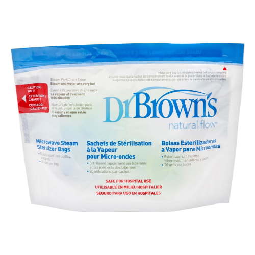 Dr. Brown's™ Microwave Steam Sterilizer Bags for Baby Bottles, Nipples, Bottle Parts, Pacifiers, Teethers and Breast Pump Parts - 5-Pack - Walmart.ca